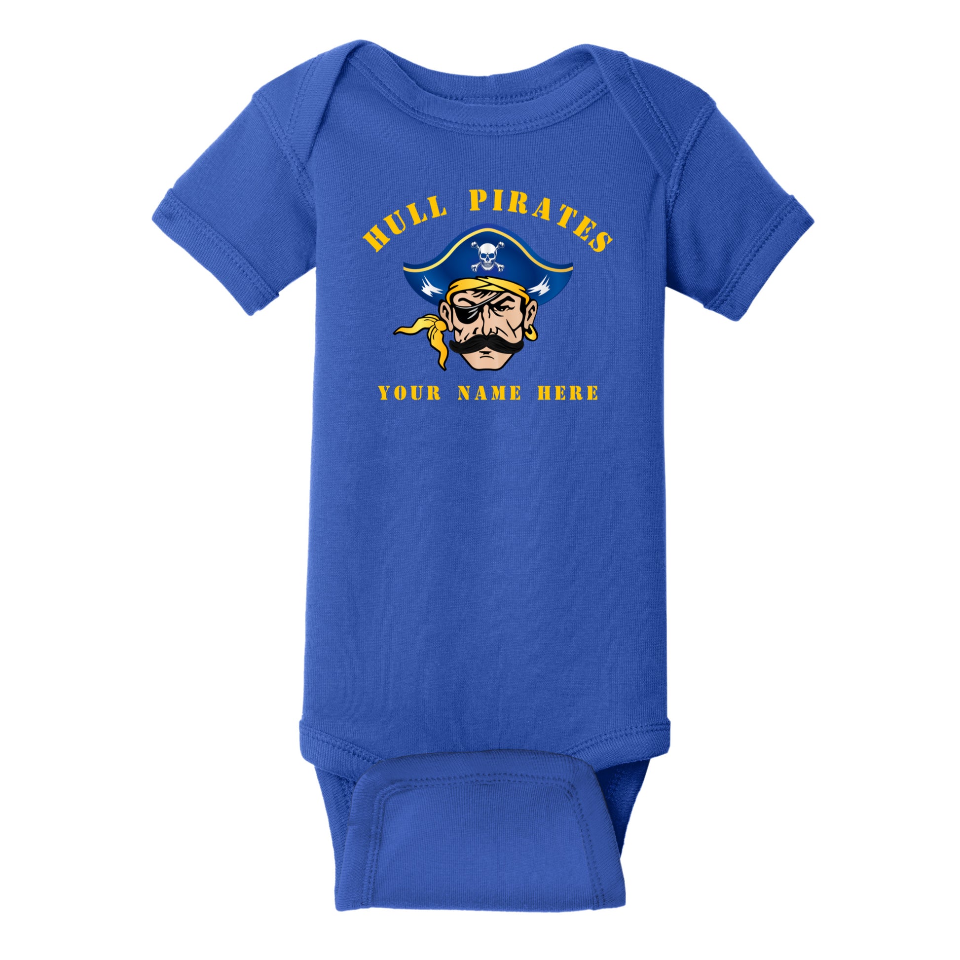 Hull Pirates Personalized Infant Onesie – Blue Bodysuit with Custom Name Option for Babies  
