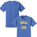 Blue t-shirt with 'Hull Kid' print on a white background