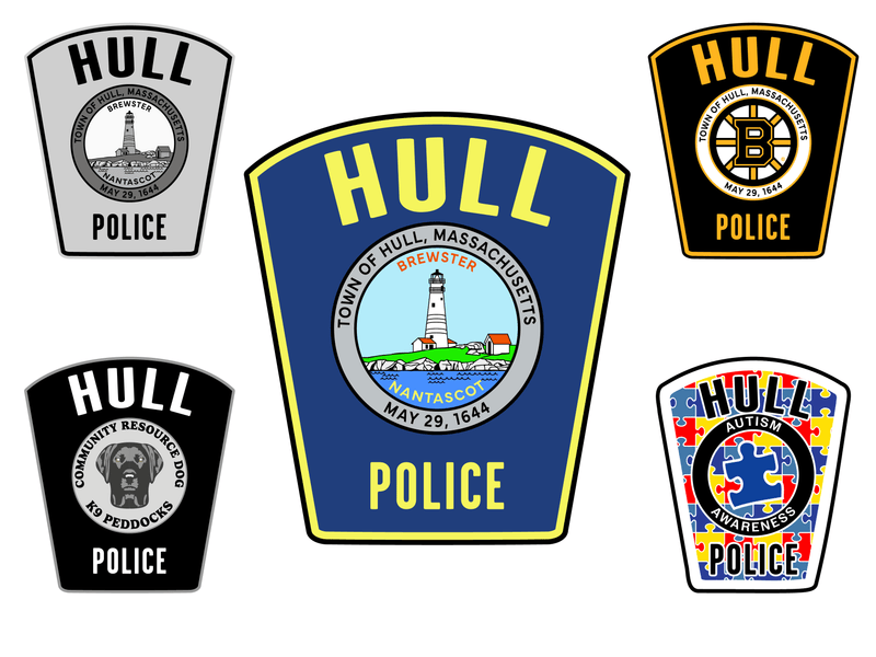 Collection of Hull Police logos from different perspectives on a white background