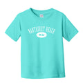 Turquoise t-shirt with 'Nantasket Beach MA' text on a white background