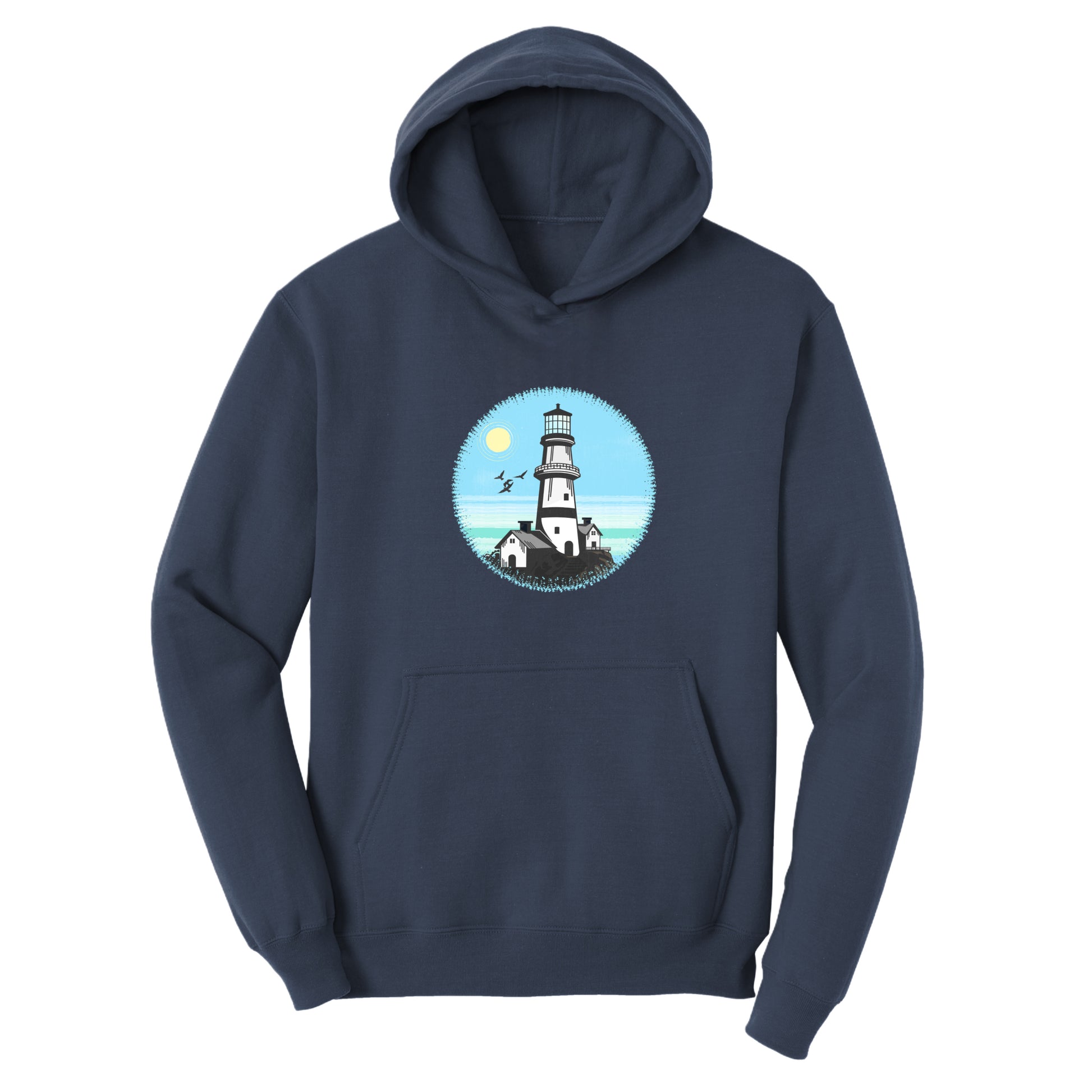 Navy blue Customizable Lighthouse Design, Fleece Hoodie
