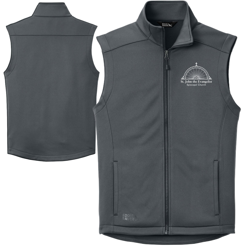 Gray vest with logo on front, shown from front and back views.