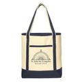 Beige tote bag with navy accents featuring 'St. John the Evangelist Episcopal Church' logo on a white background