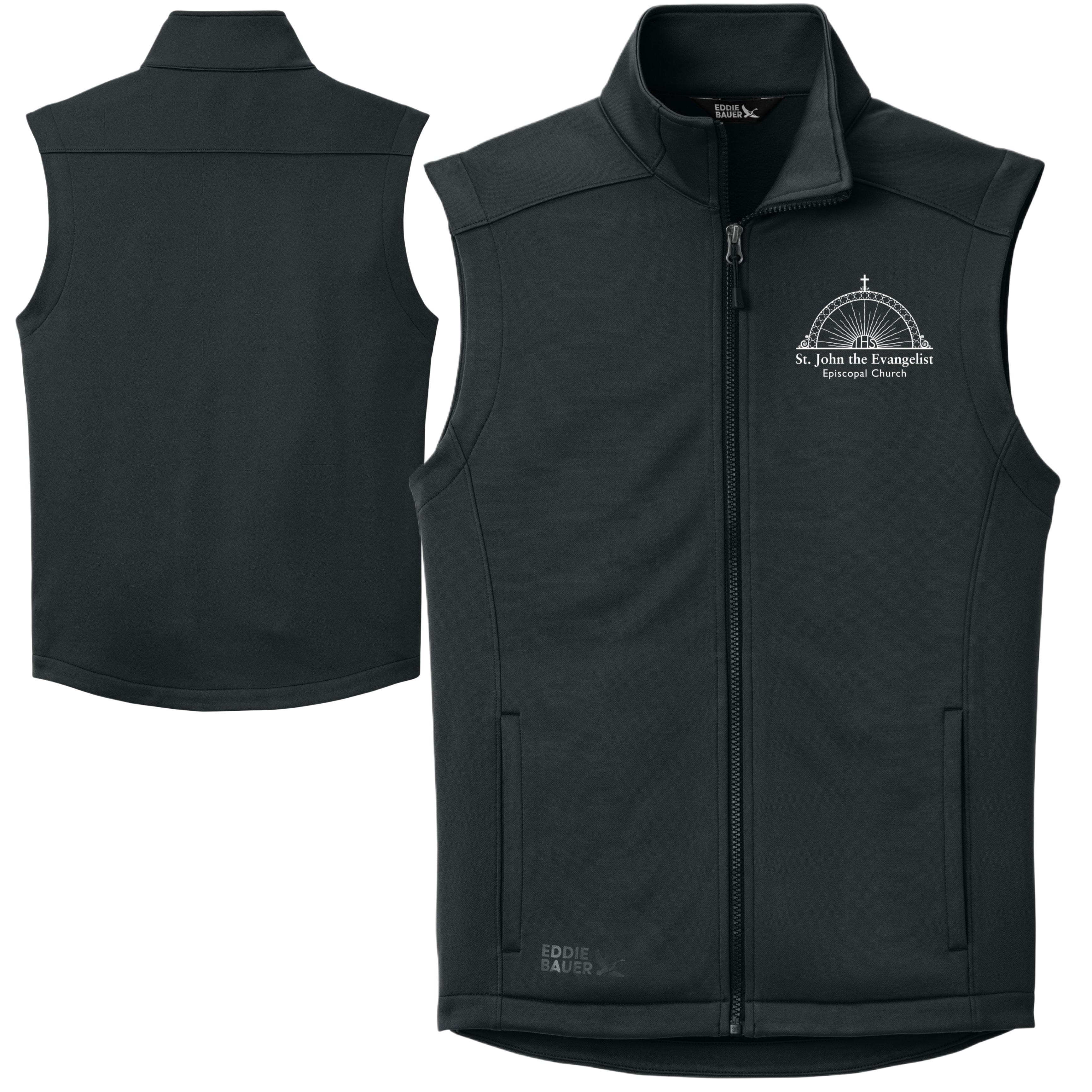 Black vest with logo on a white background