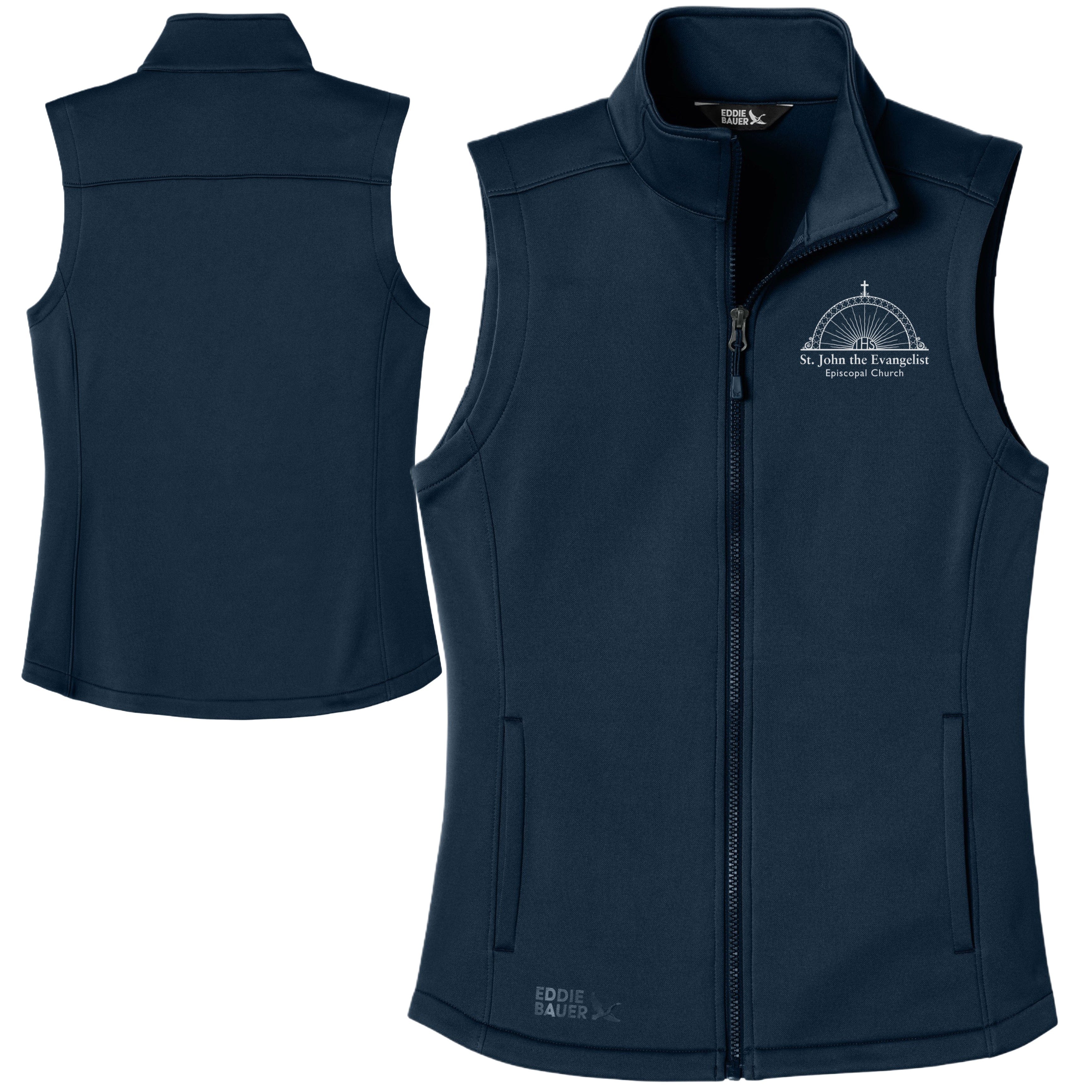 Navy blue vest with logo on a white background