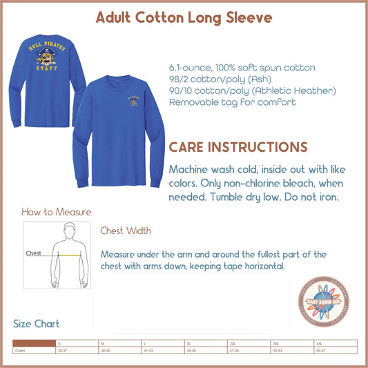 Hull High School - STAFF, 100% Cotton Long Sleeve Tee - Baby Squid Ink
