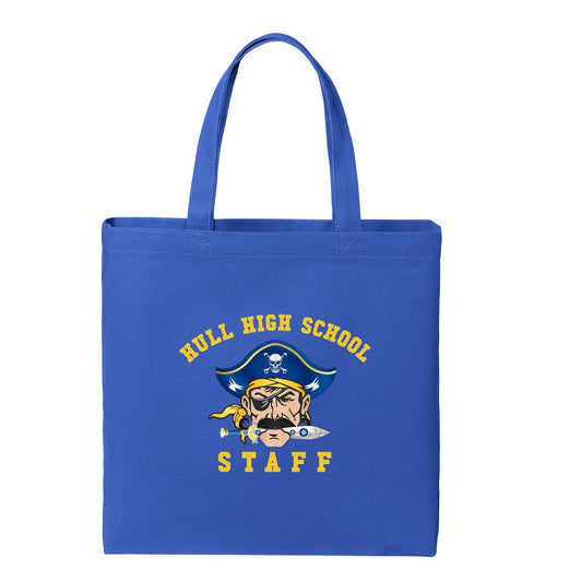 Hull High School - STAFF, 13” x 13” Cotton Tote Bag - Baby Squid Ink