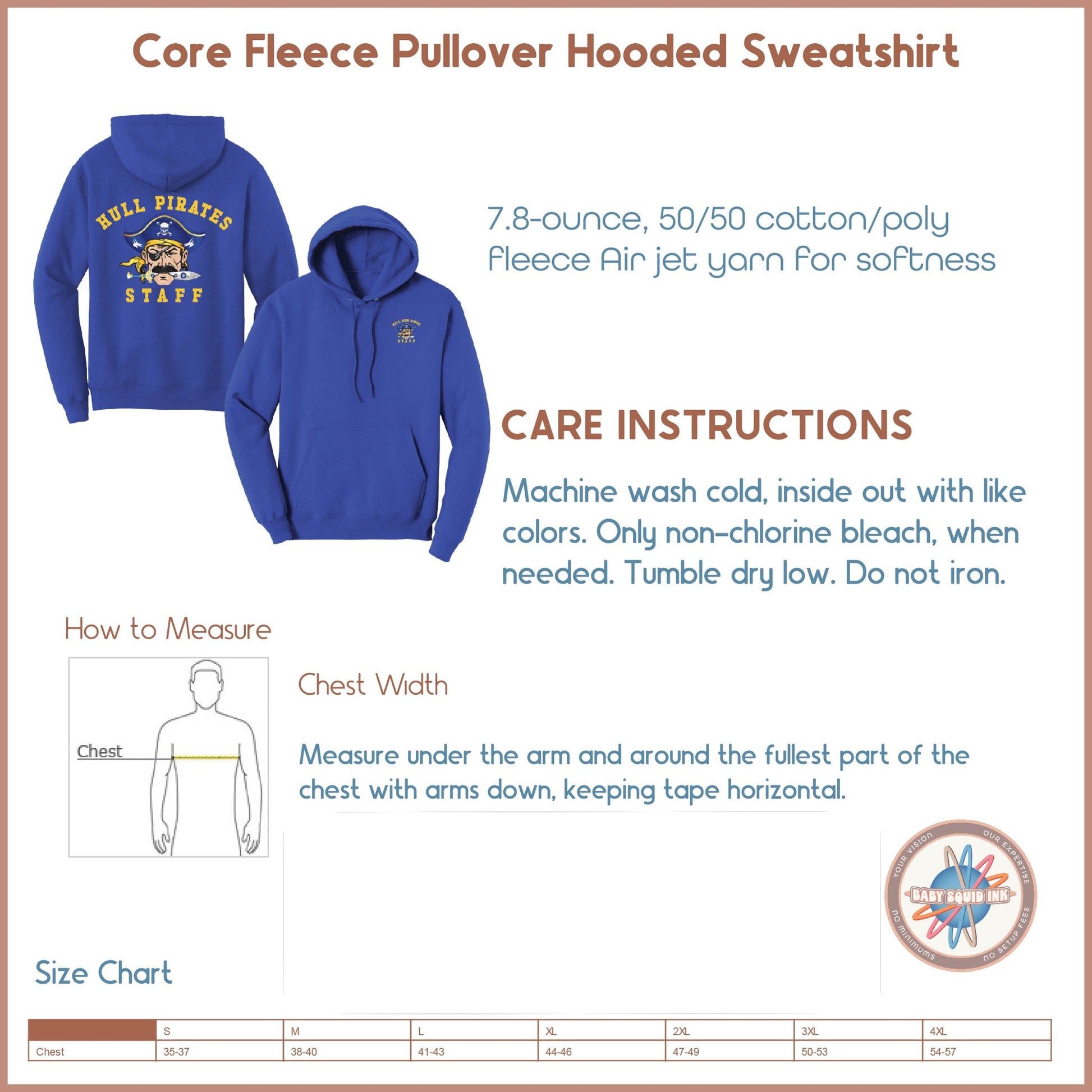 Hull High School - STAFF, Fleece Hoodie - Baby Squid Ink