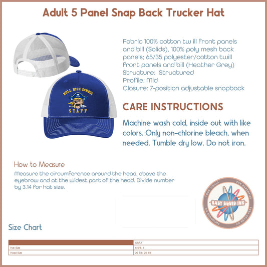 Hull High School - STAFF, Snap Back Trucker Hat - Baby Squid Ink