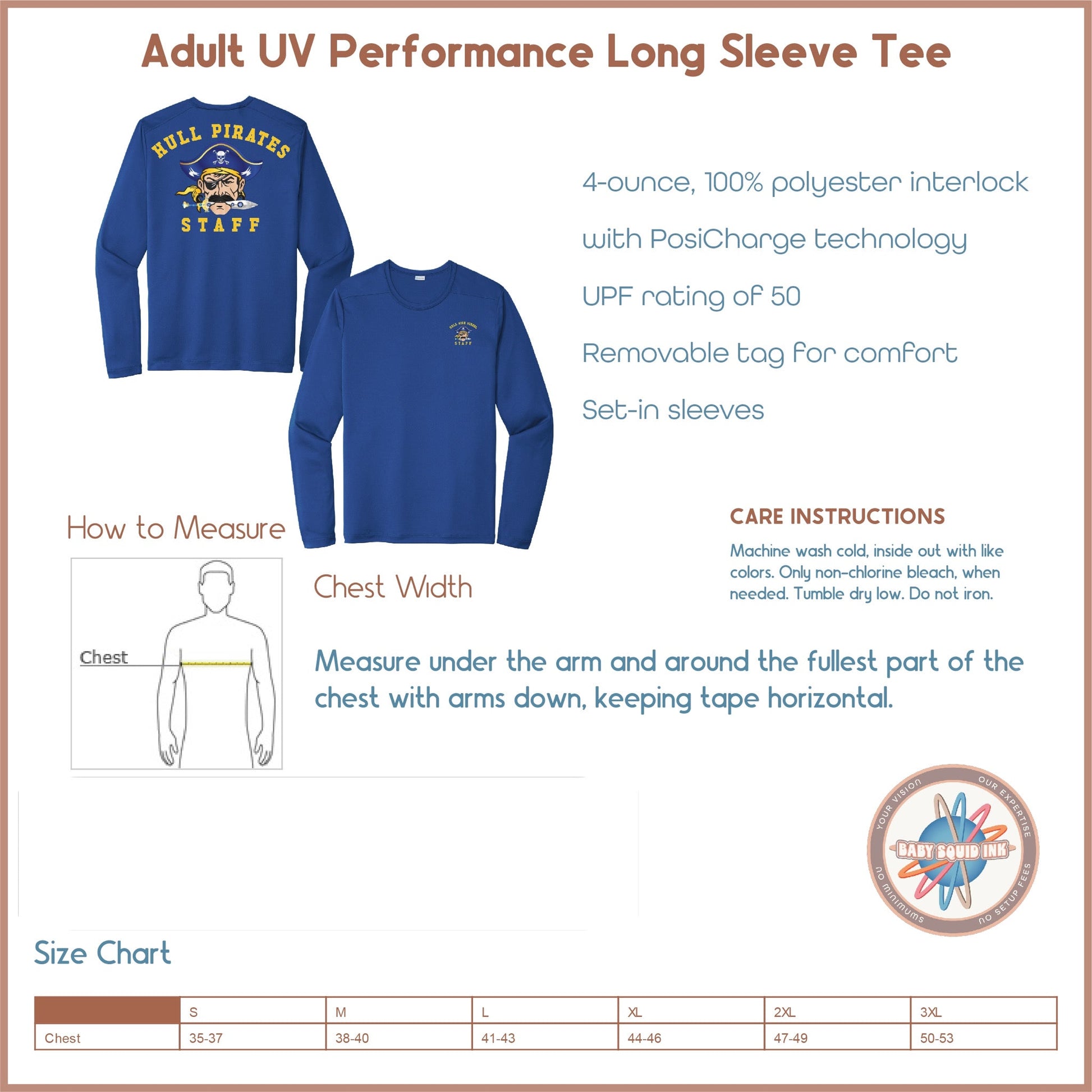 Hull High School - STAFF, UV Performance Tees - Baby Squid Ink
